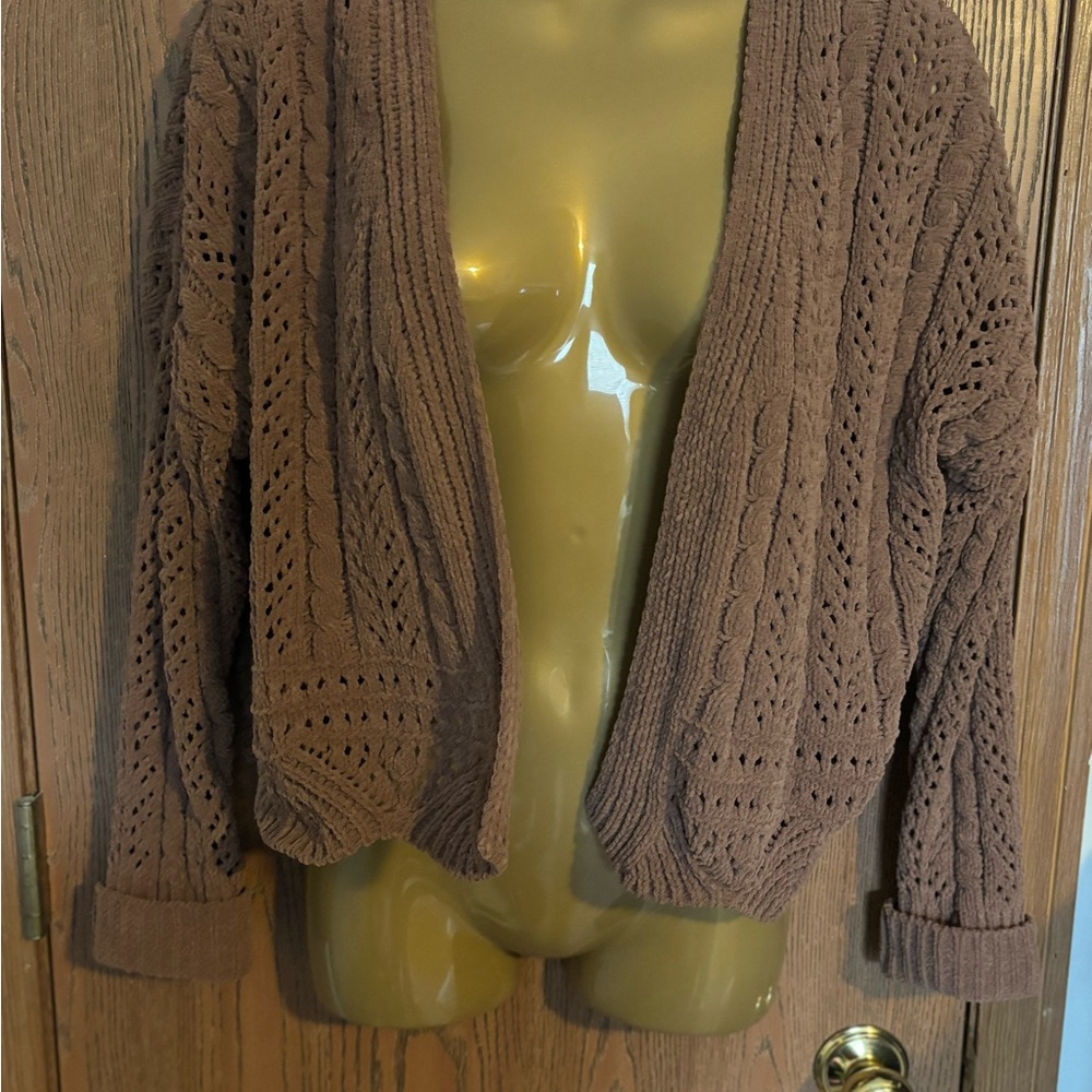 Jessica Simpson Brown Open-Front Cardigan